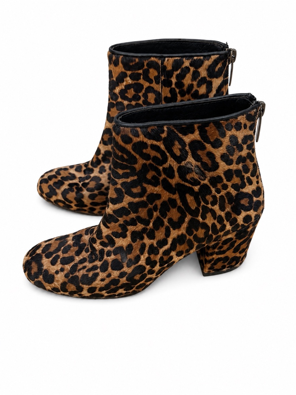Stuart Weitzman Bacari Leopard Calf Hair Ankle Boots Size 7